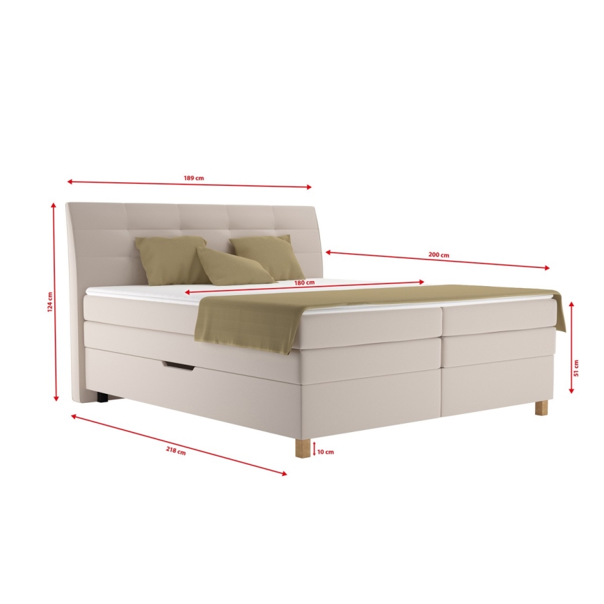 Kontinentalseng med madras BEA 180x200 cm beige