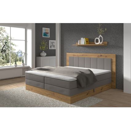Kontinentalseng med madras og topmadras + opbevaringsplads JASMINE 180x200 cm grå