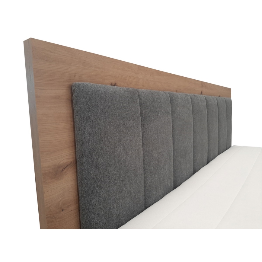 Kontinentalseng med madras og topmadras + opbevaringsplads JASMINE 180x200 cm grå