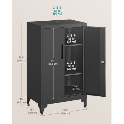 Kontorskab KAZE 60x40 cm sort