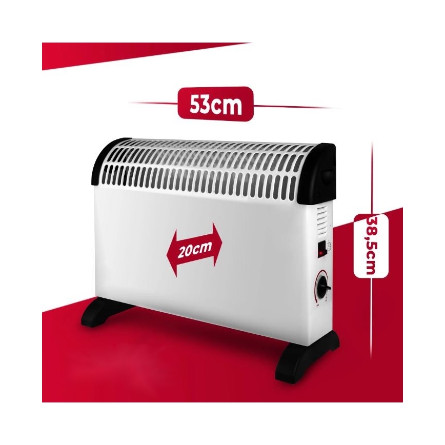 Konvektionsradiator 750/1250/2000W termostat