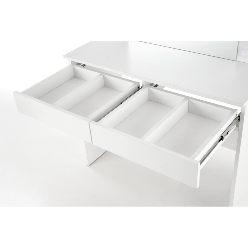Kosmetikbord med LED-lys HOLLYWOOD 140x94 cm hvid
