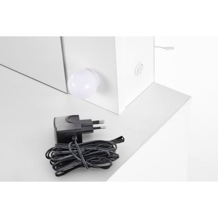 Kosmetikbord med LED-lys HOLLYWOOD 140x94 cm hvid