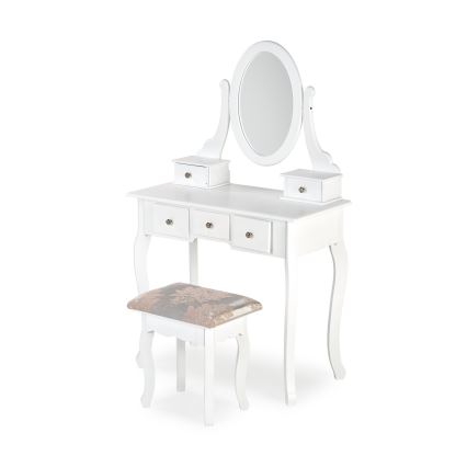 Kosmetikbord SARA 80x130 cm + stool 45x37 cm hvid