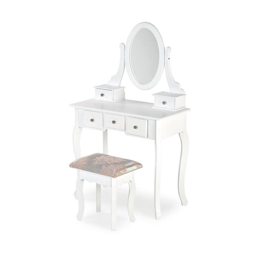 Kosmetikbord SARA 80x130 cm + stool 45x37 cm hvid