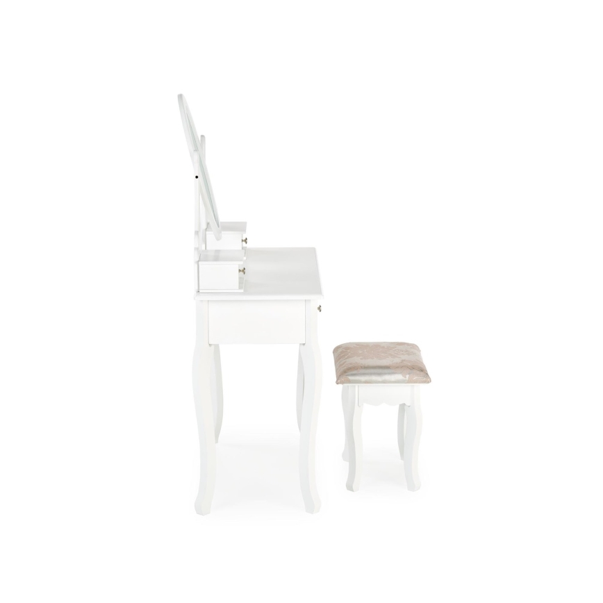 Kosmetikbord SARA 80x130 cm + stool 45x37 cm hvid