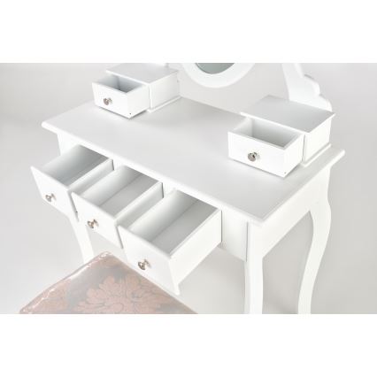 Kosmetikbord SARA 80x130 cm + stool 45x37 cm hvid
