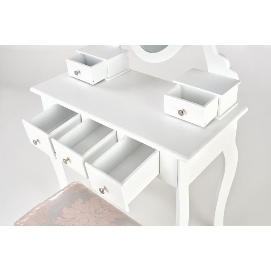 Kosmetikbord SARA 80x130 cm + stool 45x37 cm hvid