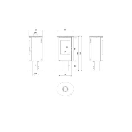 Kratki - Brændeovn 8kW 150 mm stål