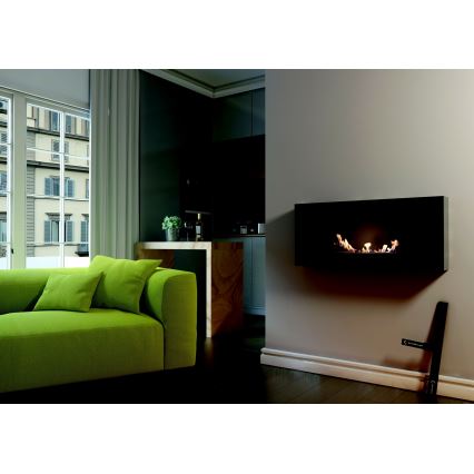 Kratki - Vægmonteret BIO pejs 40x90 cm 1,5 kW sort
