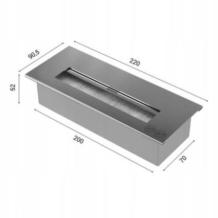 Kratki - Indbygget biopejs 40x120 cm 3x1,1kW sort