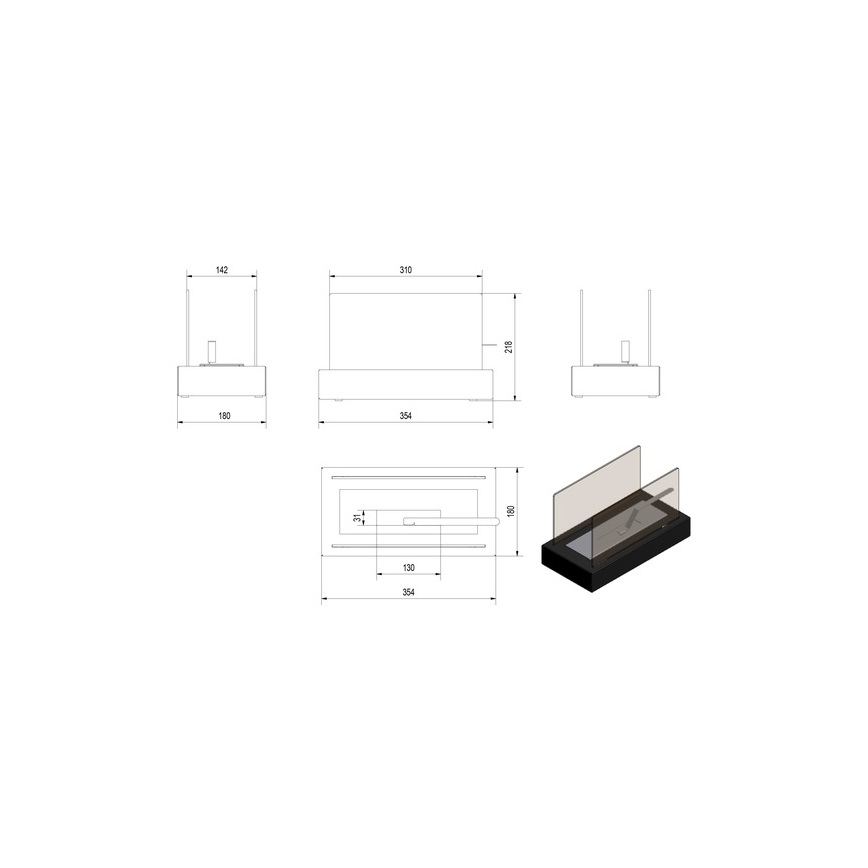 Kratki - Biopejs 21,8x35,4 cm 1kW sort