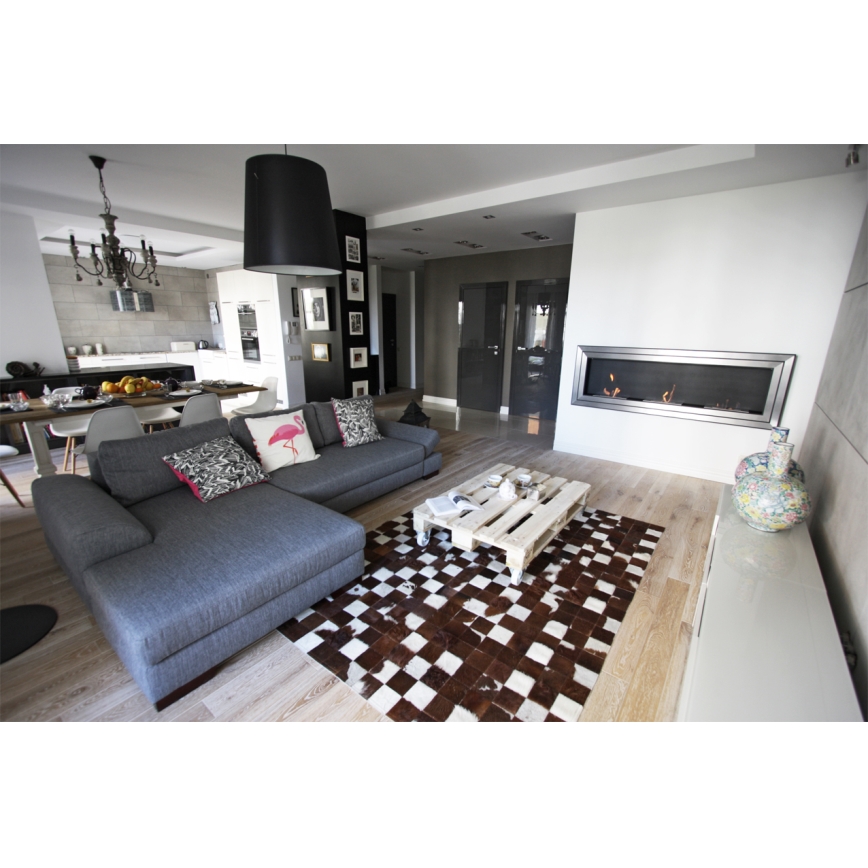 Kratki - Indbygget BIO pejs 65x180 cm 3x2,5 kW blank krom