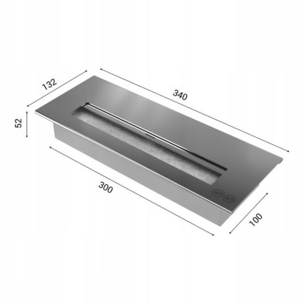 Kratki - Indbygget biopejs 65x180 cm 3x2,5kW krom