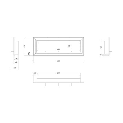 Kratki - Indbygget Biopejs 65x180 cm 3x2,5kW skinnende krom