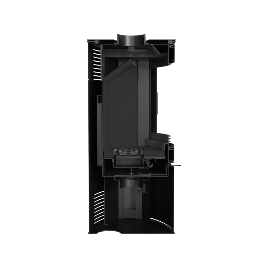 Kratki - Pejs stål med automatisk dørlukning 10kW 150 mm sort