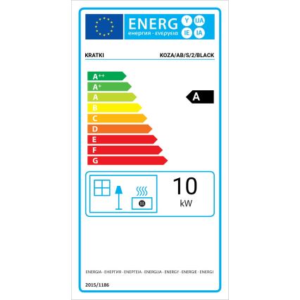 Kratki - Pejs stål med automatisk dørlukning 10kW 150 mm sort