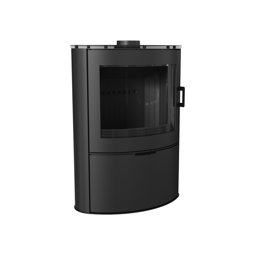 Kratki - Brændeovnsstålpejs med automatisk dørlukning 10 kW 150 mm sort