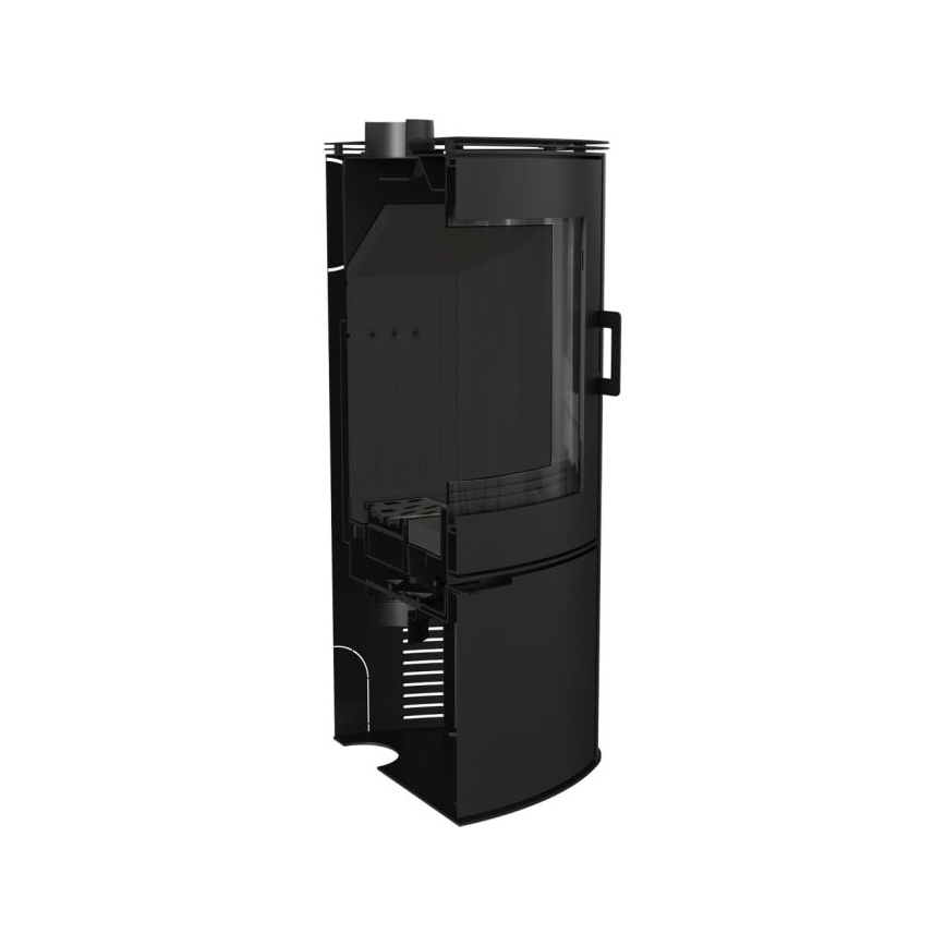 Kratki - Brændeovnsstålpejs med automatisk dørlukning 10 kW 150 mm sort