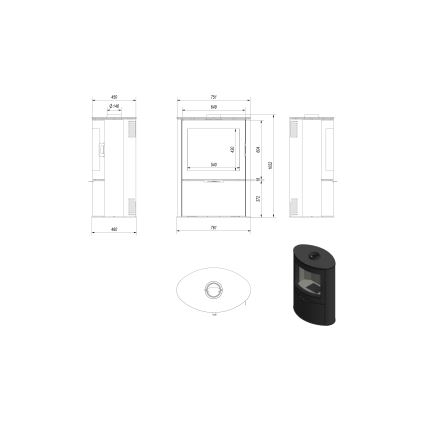 Kratki - Pejs stål 10kW 150mm