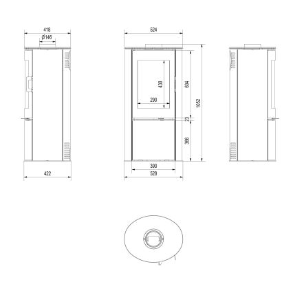 Kratki - Pejs stål 8kW 150mm