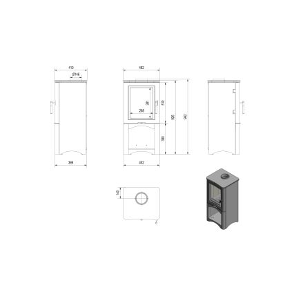 Kratki - Pejs stål 7kW 150 mm