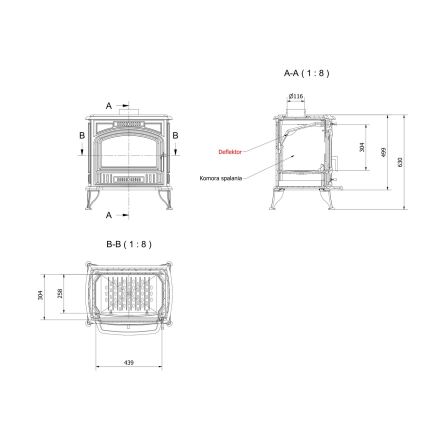 Kratki - Pejs 8kW 130 mm støbejern