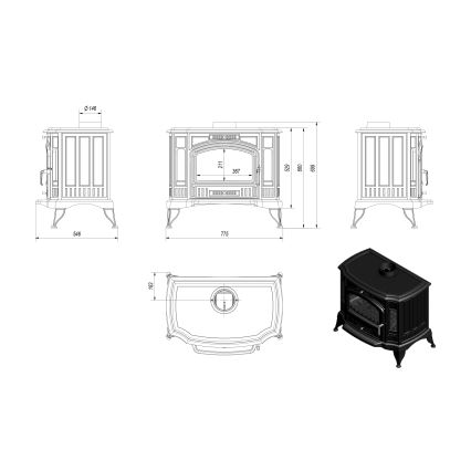 Kratki - Pejs 10kW 150 mm støbejern