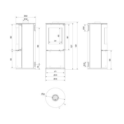 Kratki - Pejs 9kW 150 mm stål