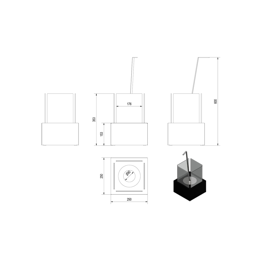 Kratki - Biopejs 35,3x25 cm 1kW sort