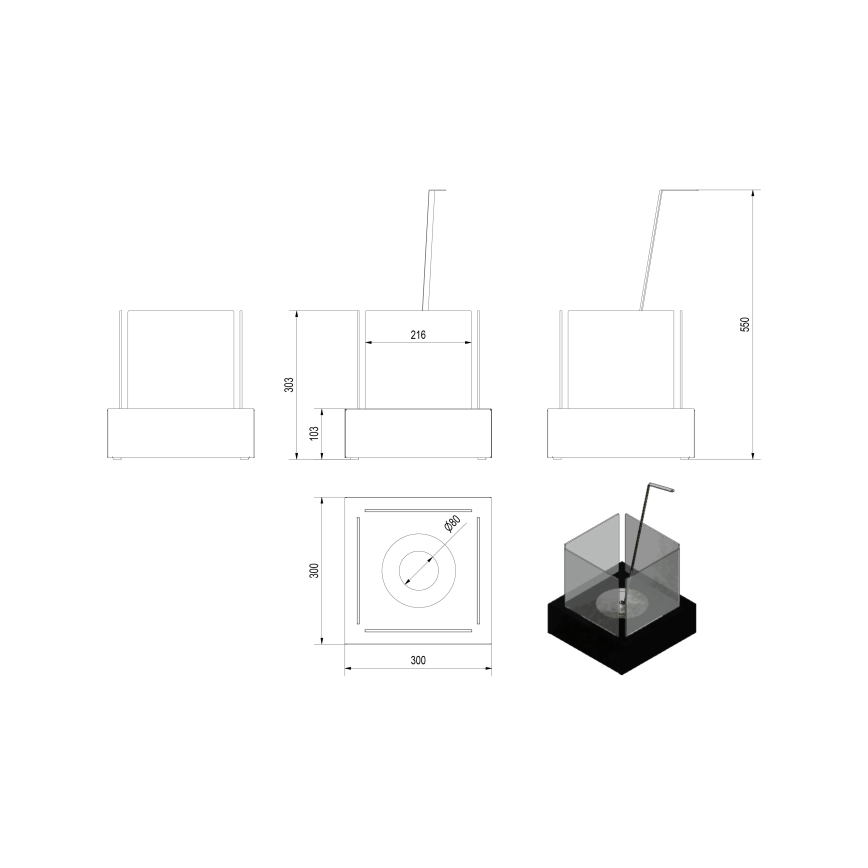 Kratki - Biopejs 30,3x30 cm 1kW hvid