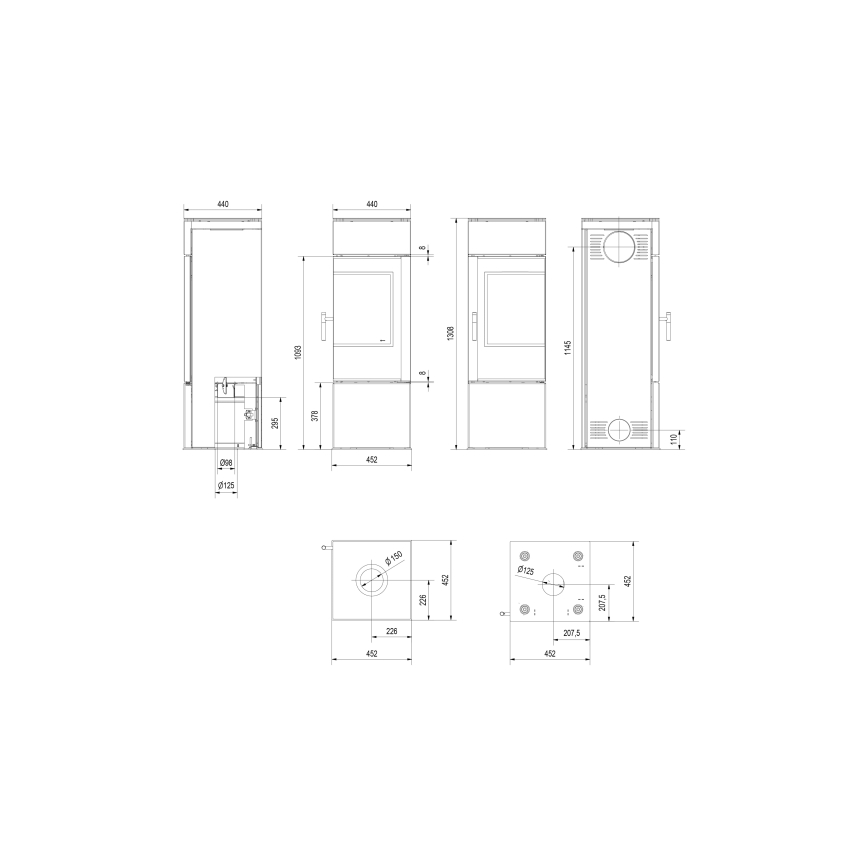 Kratki - Pejs 8kW 150 mm stål