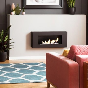 Kratki - Vægmonteret BIO pejs 40x90 cm 1,5 kW sort