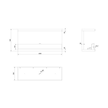 Kratki - Indbygget biopejs 50x100 cm 7kW sort