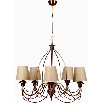 Kronelampe CLASSIC 5xE14/40W/230V bronze/beige