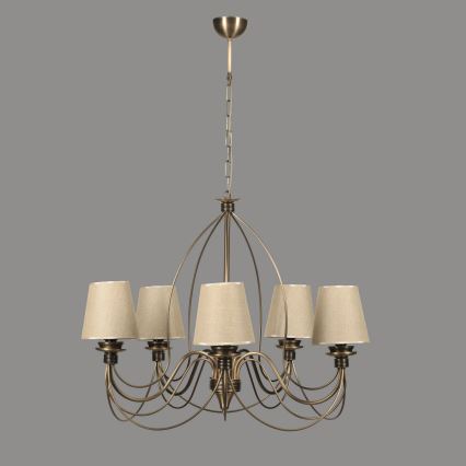 Kronelampe CLASSIC 5xE14/40W/230V bronze/beige