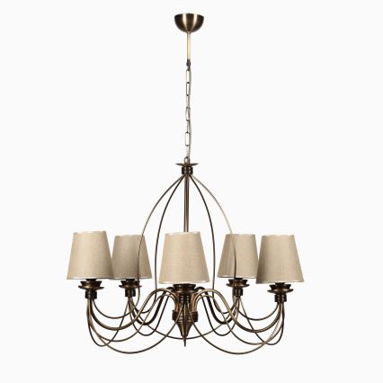 Kronelampe CLASSIC 5xE14/40W/230V bronze/beige
