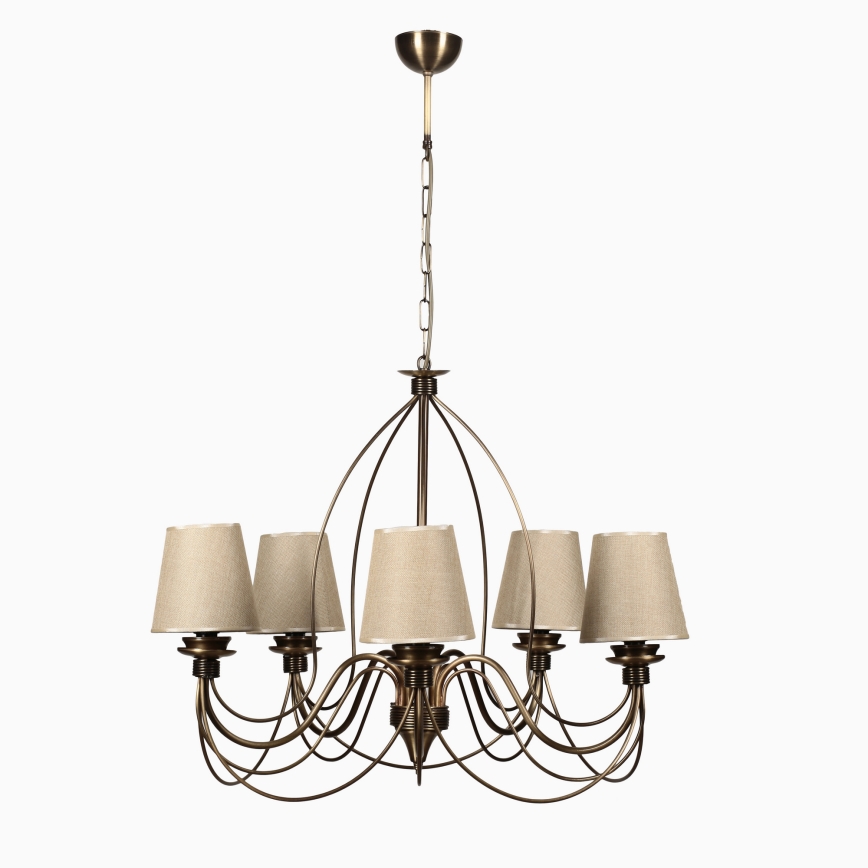 Kronelampe CLASSIC 5xE14/40W/230V bronze/beige