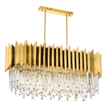 Kronelampe på kæde CRYSTALLINE 8xE27/40W/230V guld