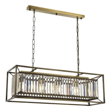 Kronelys på kæde CRYSTALLINE 4xE27/6W/230V bronze