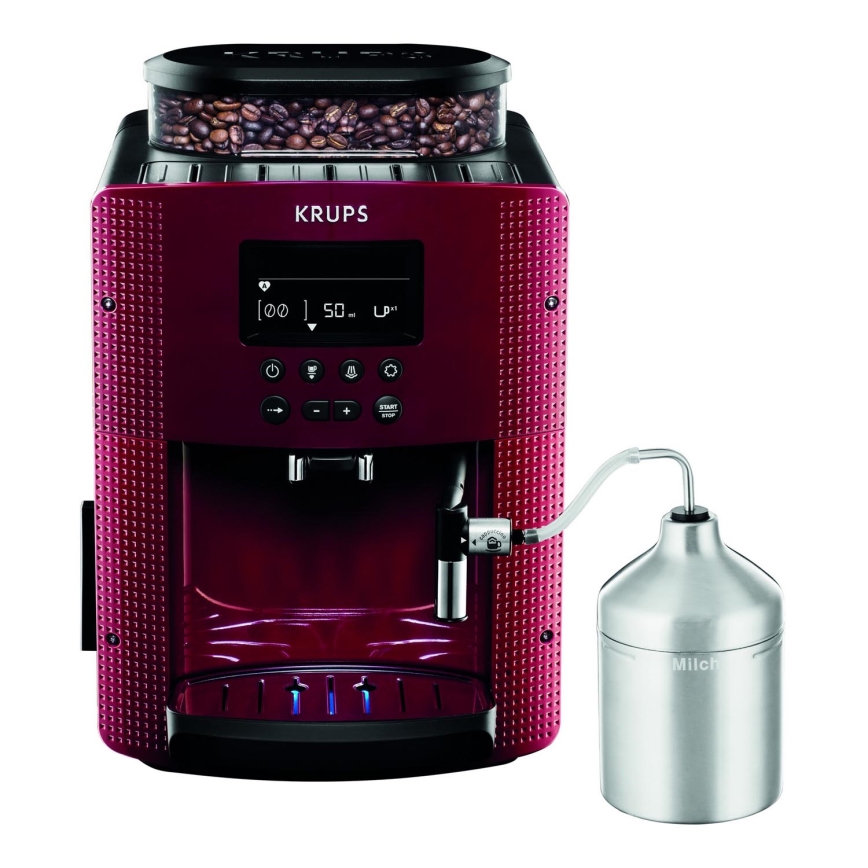 Krups - Automatisk kaffemaskine m. mælkebeholder ESSENTIAL 1450W/230V rød