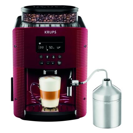 Krups - Automatisk kaffemaskine m. mælkebeholder ESSENTIAL 1450W/230V rød