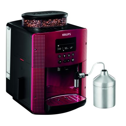 Krups - Automatisk kaffemaskine m. mælkebeholder ESSENTIAL 1450W/230V rød