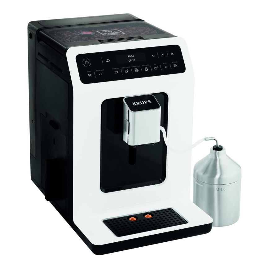 Krups - Automatisk kaffemaskine m. mælkebeholder EVIDENCE 1450W/230V hvid
