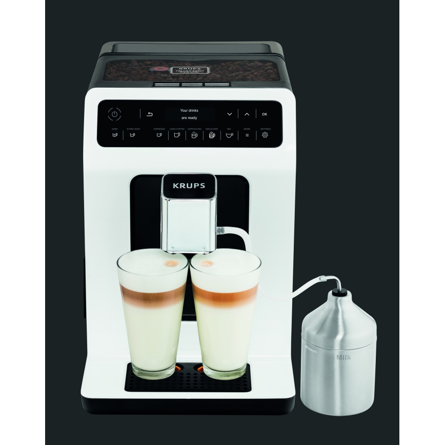 Krups - Automatisk kaffemaskine m. mælkebeholder EVIDENCE 1450W/230V hvid