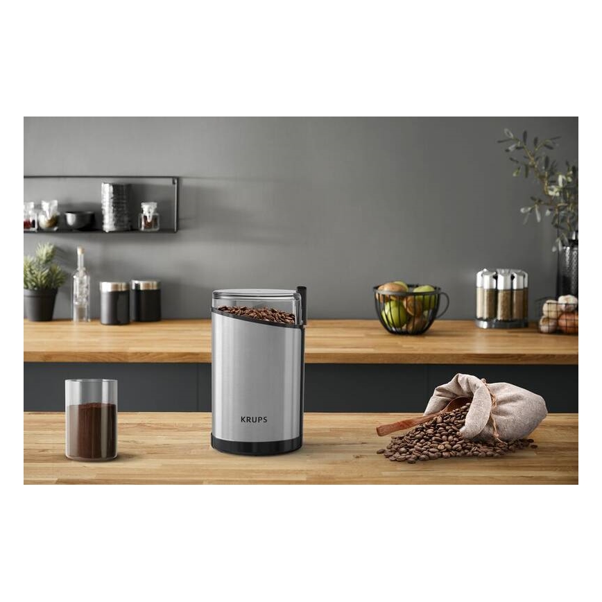 Krups - Elektrisk kaffekværn 85g FAST-TOUCH 200W/230V mat krom
