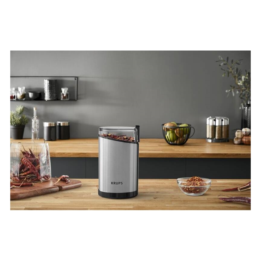 Krups - Elektrisk kaffekværn 85g FAST-TOUCH 200W/230V mat krom