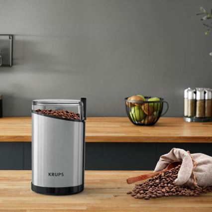 Krups - Elektrisk kaffekværn 85g FAST-TOUCH 200W/230V mat krom