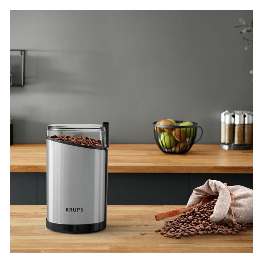 Krups - Elektrisk kaffekværn 85g FAST-TOUCH 200W/230V mat krom