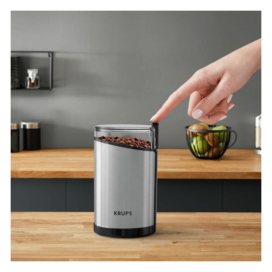 Krups - Elektrisk kaffekværn 85g FAST-TOUCH 200W/230V mat krom